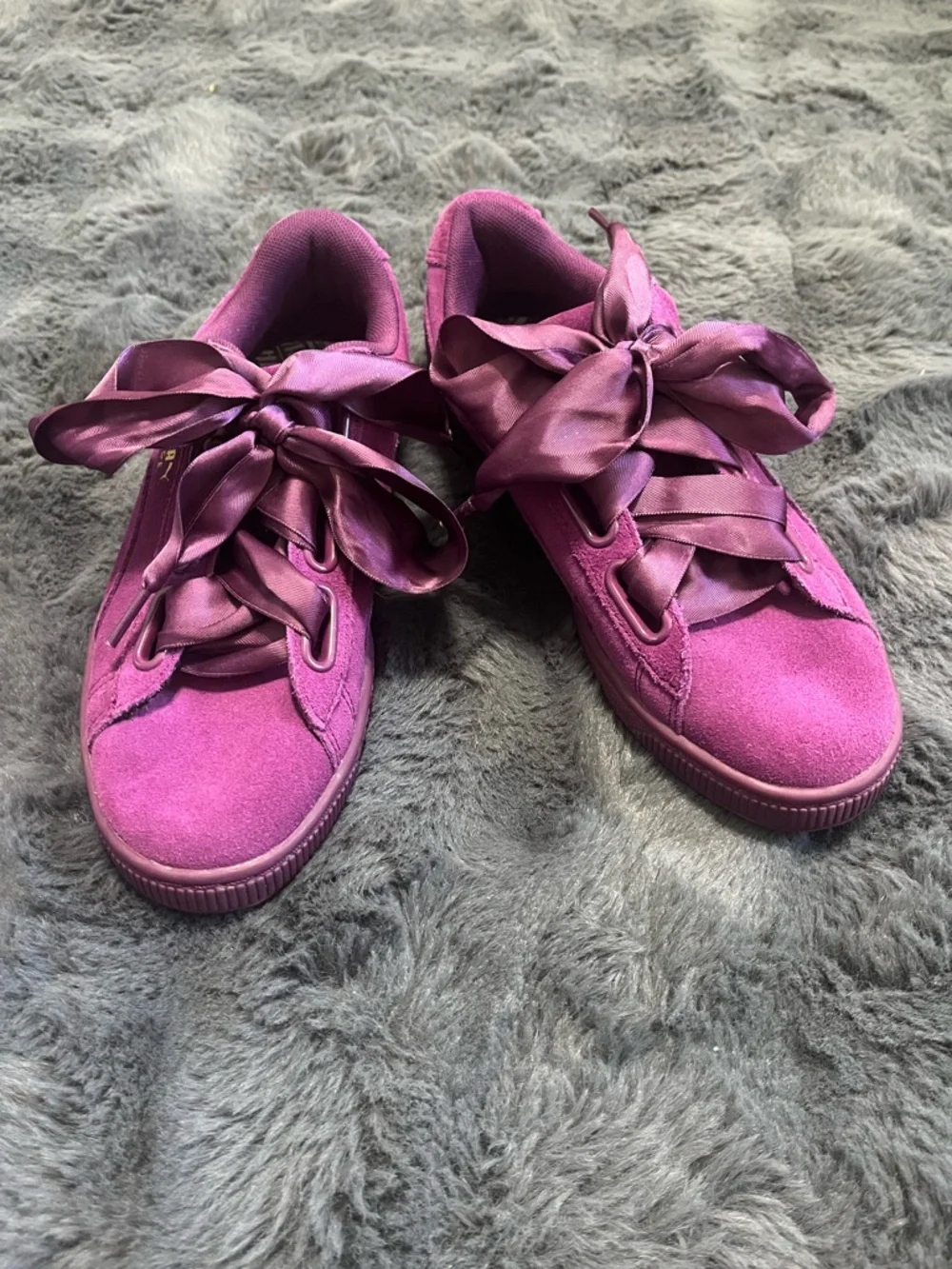 Puma Women's Suede Sneakers - Purple with Gold Accent - Picture 2 of 12